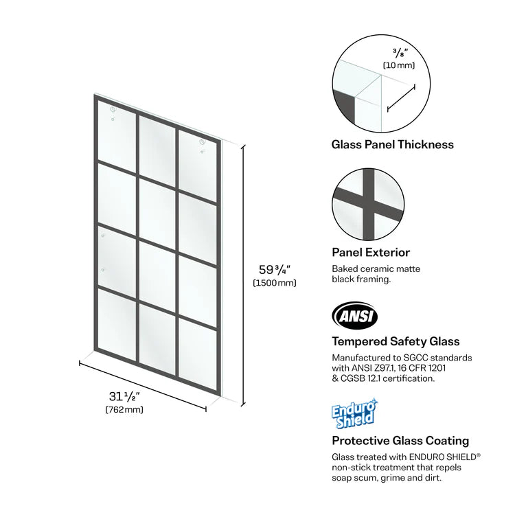 Slider Door Panels - Left Hand French Silk Screen Sliding Glass Bathtub Door