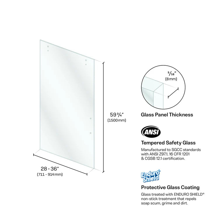 Slider Door Panels - Clear Slider Bathtub Door Panel (Square Hardware)