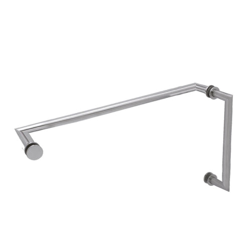 FHC 6" x 18" Mitered Pull/Towel Bar Combo with Washers [1/4" to 1/2" Glass]
