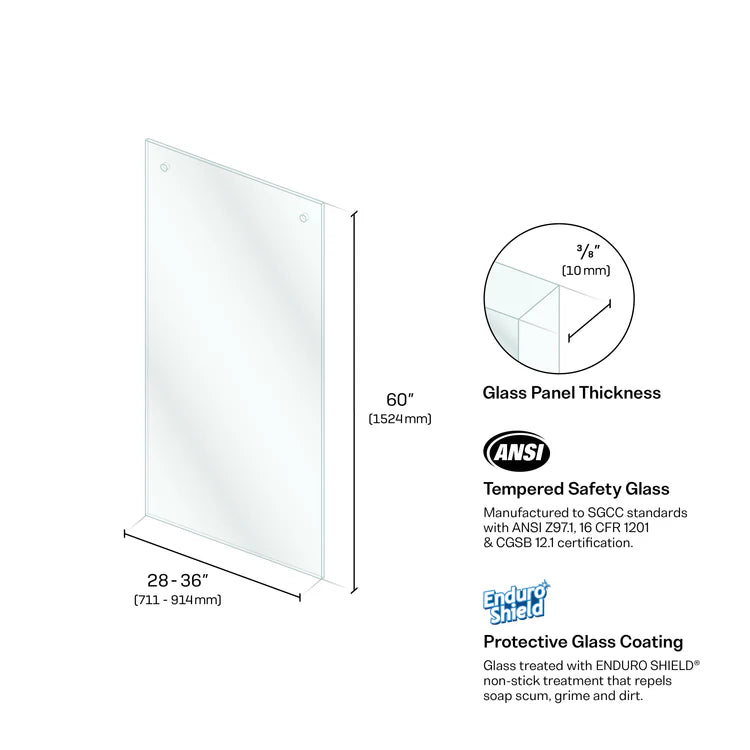 Slider Door Fixed Panels - Clear Slider Bathtub Fixed Panel (Round Hardware)