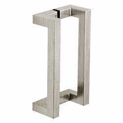 CRL Brushed Stainless Glass Mounted Offset Square Back-to-Back Pull Handle - 24" (610 mm) - S024X24BS