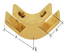 CRL Brass 1-1/2" Long 2-Way 90 Degree Deluxe Glass Furniture Connector for 3/4" Glass - GFC6901BR