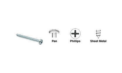CRL 8 x 1-1/2" Pan Head Phillips Sheet Metal Screws [100 pack] - 8X112PHPSMS
