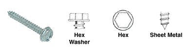 CRL 8 x 1/2" Hex Washer Head Sheet Metal Screws - 1/4" Socket [100 pack] - 8X12HWSMS