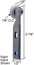 CRL 7/8" Side Mount Nylon Wardrobe Door Roller - N6519