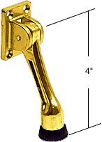 Bright Brass Finish Door Mounted 4" Kick-Down Door Holder - J4539