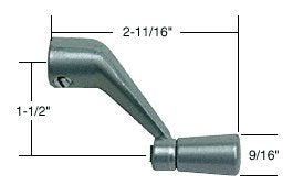 Casement Window Operator Handle, 5/16" Spline Size, 2-11/16" Length, Aluminum - H3531