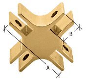 CRL Brass Finish Deluxe 1-1/2" Long 4-Way 90 Degree Glass Furniture Connector for 3/4" Glass - GFC8901BR