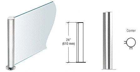 CRL Polished Stainless 24" Round PP08 Elegant Series Counter/Partition Corner Post - PP0824LPS