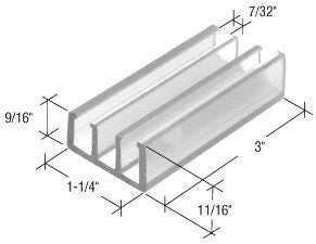 CRL Clear 1-1/4" Wide Sliding Shower Door Bottom Guide - M6089