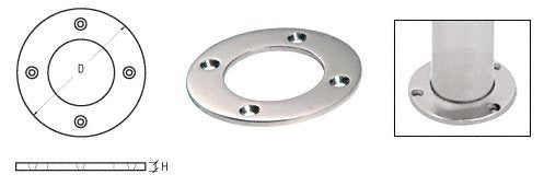 CRL Polished Stainless Round Base Plate for 1-1/2" Round Tubing - SA25PS