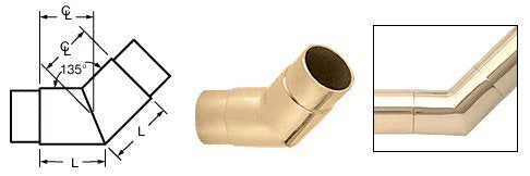 CRL Polished Brass 135&#186; Flush Angle for 2" (50.8 mm) Tubing - HR20MPB