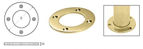 CRL Polished Brass Round Base Plate for 1-1/2" Round Tubing - SA25PB