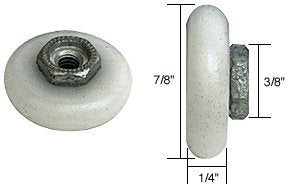 CRL 7/8" Nylon Ball Bearing Shower Door Oval Edge Roller with Threaded Hex Hub - M6002