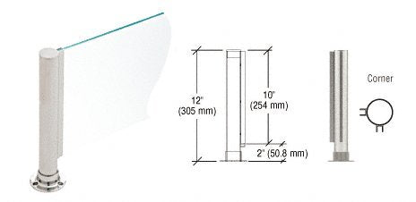 CRL Brushed Stainless 12" Round PP01 Elegant Series Counter/Partition Corner Post - PP01LBS