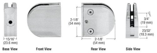 CRL Brushed Stainless Z-Series Round Type Flat Base Stainless Steel Clamp [1/4" and 5/16" Glass] - Z506BS