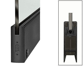 CRL Black Powder Coat 6" Square Door Rail With Lock for 1/2" Glass - 35-3/4" Length - DR6SBL12SL