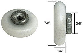 CRL 7/8" Nylon Ball Bearing Shower Door Oval Edge Roller With Threaded Hex Hub [100 pack] - M6002B