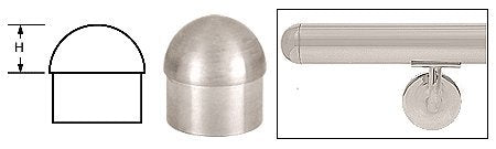 CRL Brushed Stainless Dome End Cap for 2" Tubing - HR20DBS