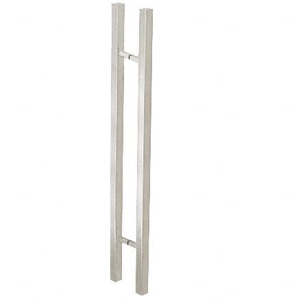 CRL Brushed Stainless Glass Mounted Square Ladder Style Pull Handle with Square Mounting Posts - 48" (1219 mm) Overall Length - 48SQSLPBS