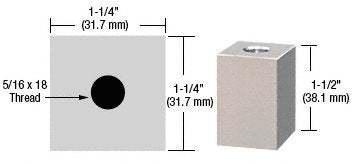 CRL Satin Chrome 1-1/4" Square Standoff Base 1-1/2" Long - SQ125112SC