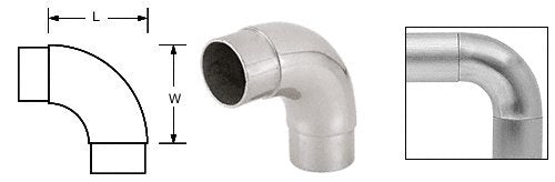 CRL Polished Stainless E.Z. Radius 90&#176; Corner for 1-1/2" (38.1 mm) Tubing - HR15CPS