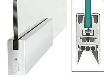 CRL Polished Stainless 9-1/2" Patch Door Rail Squared Style for 1/2" Glass Without Lock - DR4SPS12P