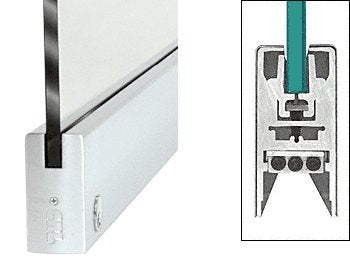 CRL Satin Anodized 4" Square Door Rail With Lock for 3/8" Glass - 35-3/4" Length - DR4SSA38SL