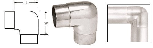 CRL Polished Stainless Sharp Radius 90&#186; Corner for 2" (50.8 mm) Tubing - HR20HPS