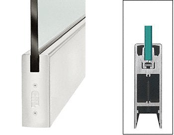 CRL Satin Anodized 35-3/4" Single Door Rail 6" Square Style without Lock- For 1/2" Glass - DR6SSA12S