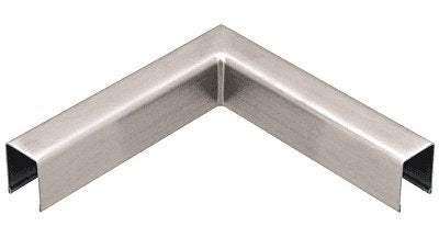 CRL Brushed Stainless U-Channel 90 Degree Horizontal Corner for 1/2" Glass Cap Railing - GRUC5HBS