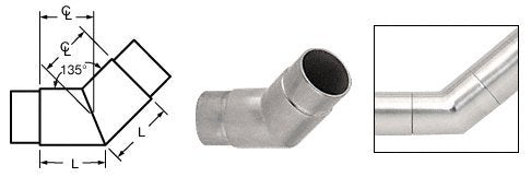 CRL Brushed Stainless 135 Degree Flush Angle for 1-1/2" Tubing - HR15MBS