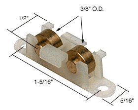 CRL 3/8" Brass Dual Sliding Window Roller for House of Aluminum Windows - G3091