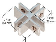 CRL Chrome Anodized Aluminum 4-Way 90 Degree Glass Connector - E414A