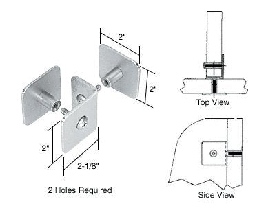 CRL Satin Chrome Bullet Resistant Protective Barrier System Top or Mid-Mount Buttress or Baffle Clamp - PB010SC