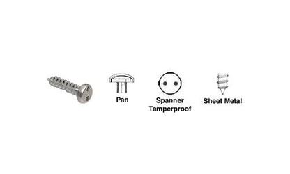 CRL 6 x 1/2" Pan Head Spanner Tamperproof Type 'A' Sheet Metal Screws [100 pack] - TP6X12PHSMS