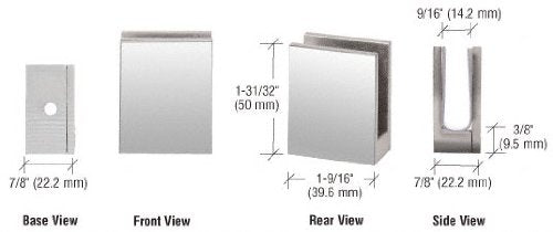 CRL Chrome Face Plate Clamp for 3/8" to 1/2" Glass - EH16