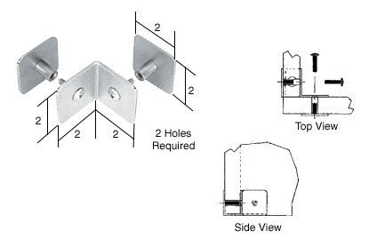 CRL Polished Stainless Bullet Resistant Protective Barrier System 90 Degree Bottom Mount Outside Clamp - PB003PS