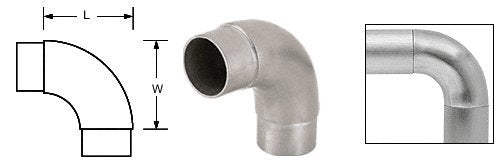 CRL Brushed Stainless E.Z. Radius 90 Degree Corner for 2" (50.8 mm) Tubing - HR20CBS