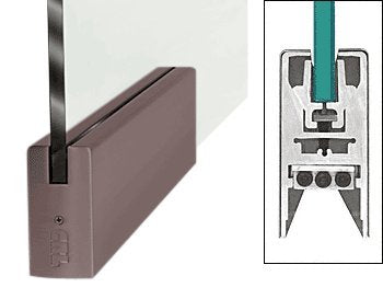 CRL Black Bronze Anodized 4" Square Door Rail Without Lock for 1/2" Glass - 9-1/2" Patch - DR4SDU12P