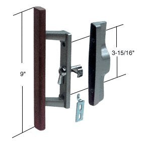 CRL Wood/Aluminum Non-Keyed Internal Lock Sliding Glass Door Handle Set with 3-15/16" Screw Holes for Viking Doors - C1018