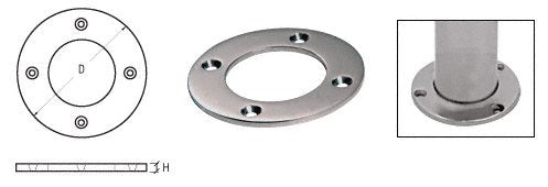 CRL Brushed Stainless Round Base Plate for 1-1/2" Round Tubing - SA25BS