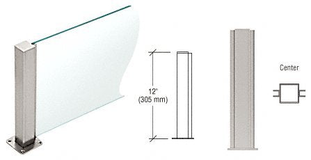CRL Brushed Stainless 12" High 1-1/2" Square PP43 Plaza Series Counter/Partition Center Post - PP43CBS