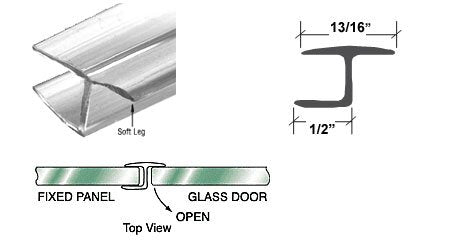 CRL Polycarbonate "h" Jamb with Soft Leg for 180 Degree for 3/8" Glass [95 in long] - PCC10