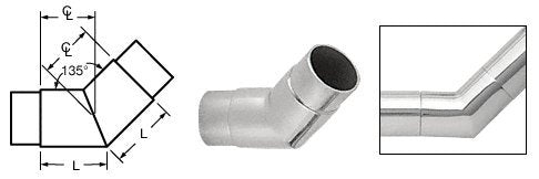 CRL Polished Stainless 135 Degree Flush Angle for 1-1/2" (38.1 mm) Tubing - HR15MPS