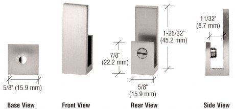 CRL Brushed Nickel "J" Set Screw Clamp for 1/4" to 5/16" Glass - EH43