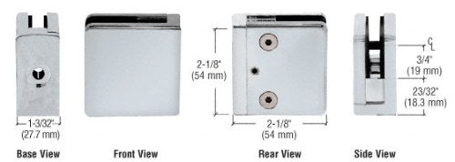 CRL Satin Chrome Z-Series Square Type Flat Base Zinc Clamp [3/8 Glass] - Z810SC