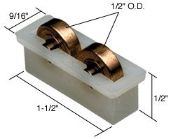 CRL 1/2" Flat Edge Tandem Brass Window Roller Assembly with 9/16" Wide Housing - G3119