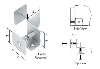 CRL Brushed Stainless Bullet Resistant Protective Barrier System 90 Degree Bottom Mount Inside Clamp - PB005BS