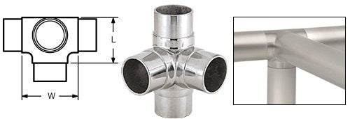 CRL Polished Stainless Side Outlet Tee for 2" Tubing - HR20LPS